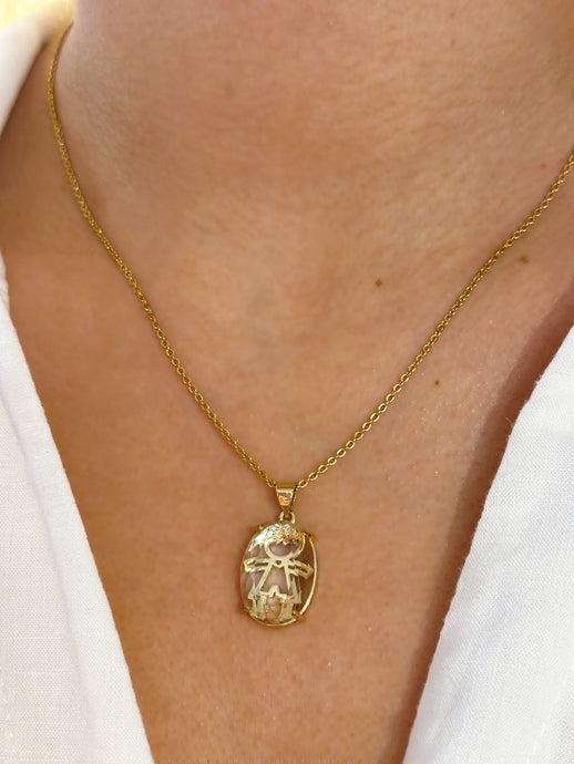 Little Doll Pendant Gold Plated Necklace