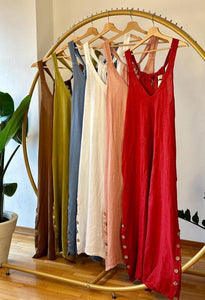 Sleeveless 100% Puro Lino Italiano Jumpsuit