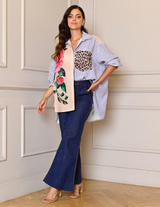 Cheetah Striped Floral Top