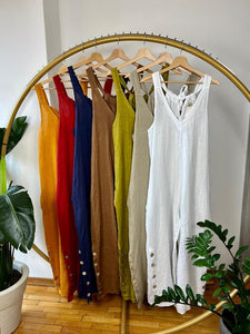 Sleeveless 100% Puro Lino Italiano Jumpsuit
