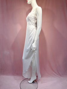 White Polka Dot Side Slit Dress