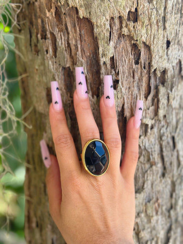 Oval Onyx Gold Plated Ring