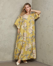 Load image into Gallery viewer, Polka Dot Flower Linen Dress