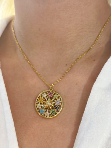 Colorful Sea Star Medallion Necklace