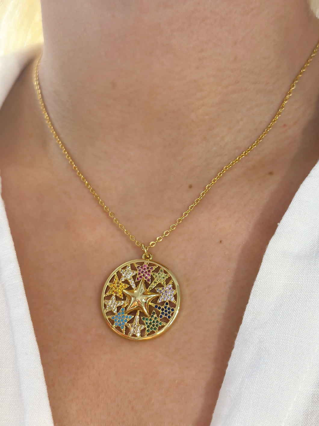 Colorful Sea Star Medallion Necklace
