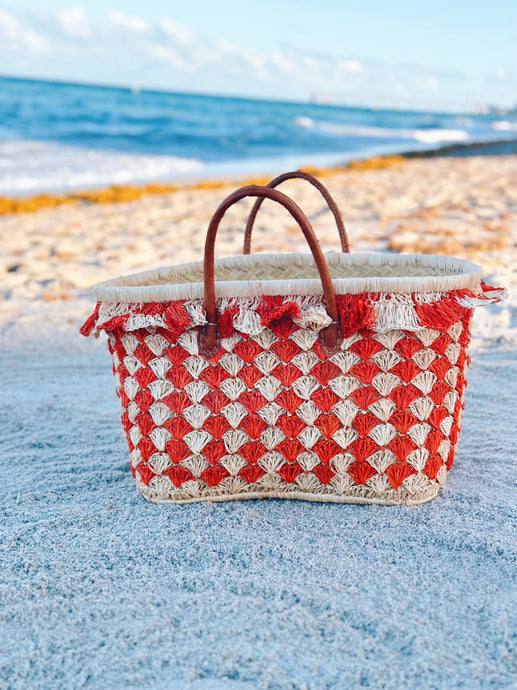 ‘Red Orange’ Designed Summer Beach Tote Bag