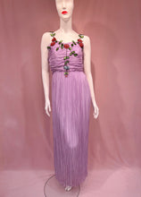 Load image into Gallery viewer, Lavender Pleated Chiffon Sequin Flowers Dress