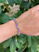 Load image into Gallery viewer, Purple Crystal Gold Plated Adjustable Box Chain Bracelet