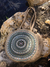 Load image into Gallery viewer, Designed Handmade Beaded Round Jute Bag