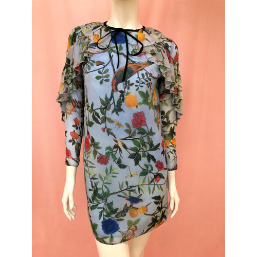 Spring Baby Blue Chiffon Mini Dress