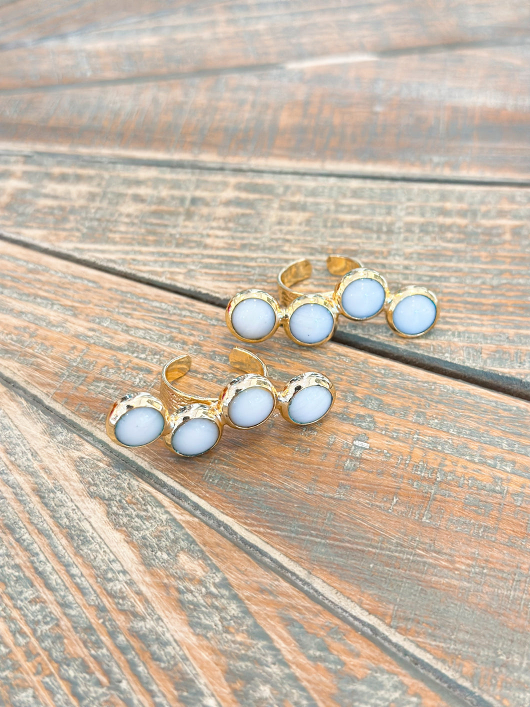 White Stone Ring Cuff