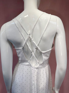 White Polka Dot Side Slit Dress