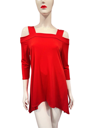 Candy Red Cold Shoulder Top