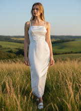 Load image into Gallery viewer, White Polka Dot Side Slit Dress