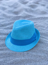 Load image into Gallery viewer, ‘Turquoise Sun’ Blue Sun Fedora Hat