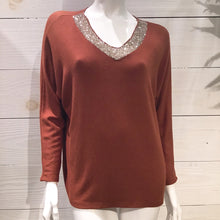 Load image into Gallery viewer, Italian Light Brown Sequin Detail Sweater