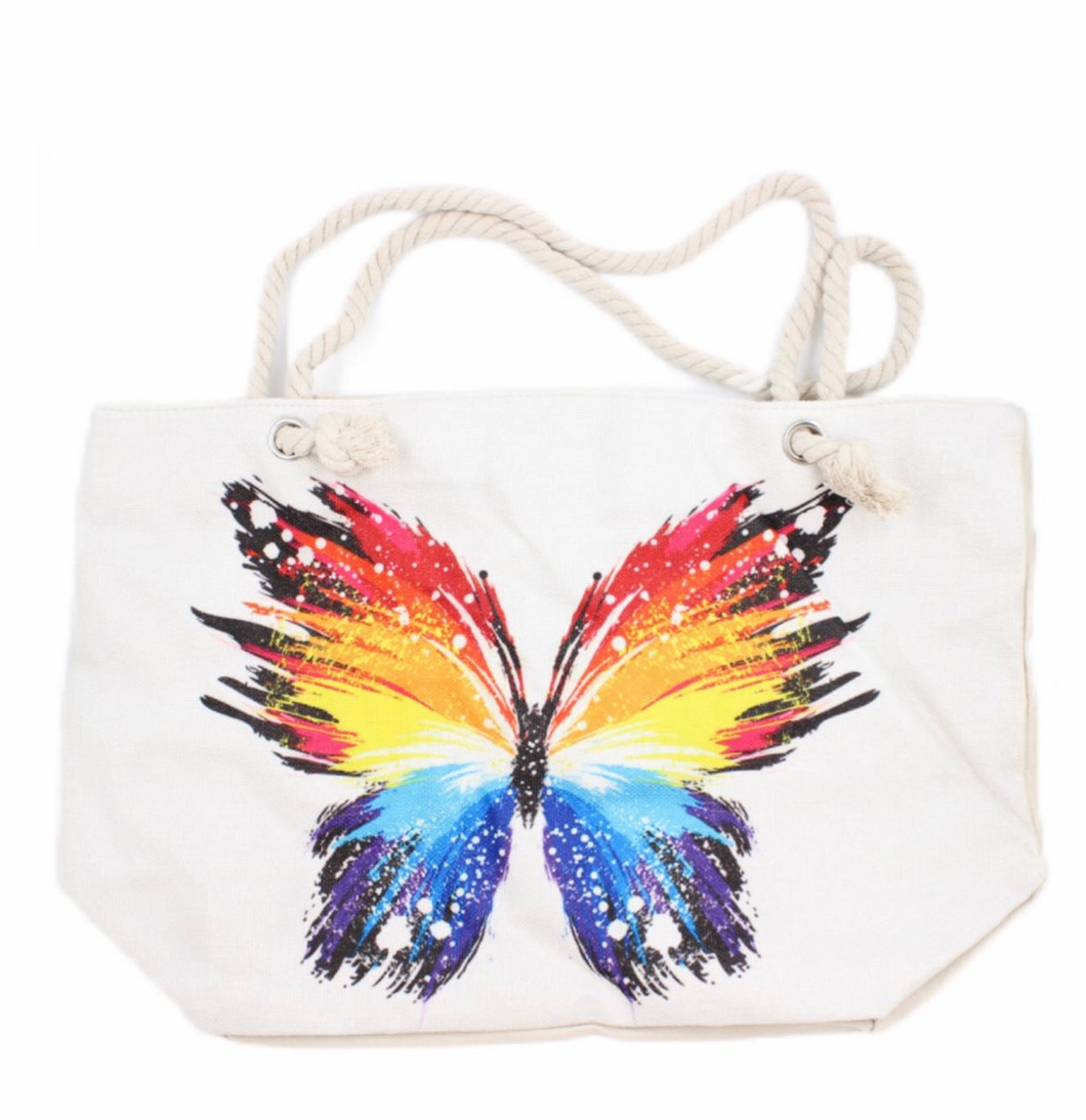 Vivid Colors Butterfly Canvas Tote