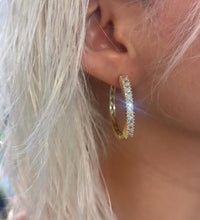 Load image into Gallery viewer, Crystal Gold Plated Hoops