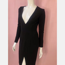 Load image into Gallery viewer, Black Deep V-Neck, Slit Bodycon Dress
