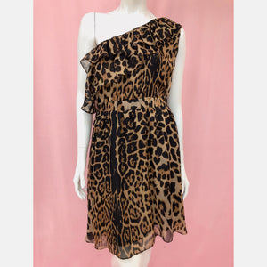 Italian One Shoulder Animal Print Dress