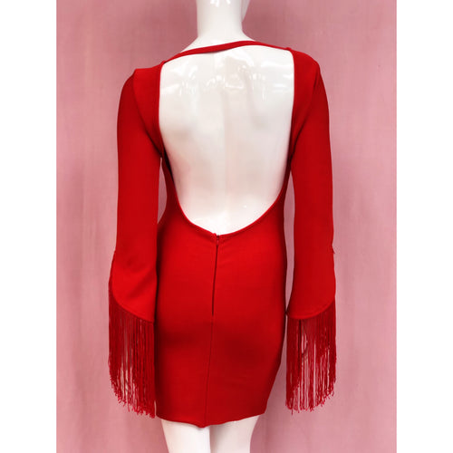 Red Backless Bodycon Mini Dress