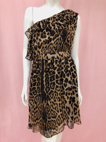 Italian One Shoulder Animal Print Dress