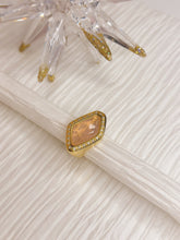 Load image into Gallery viewer, Rose Quartz Asymmetrical Faceted Gold Plated Ring