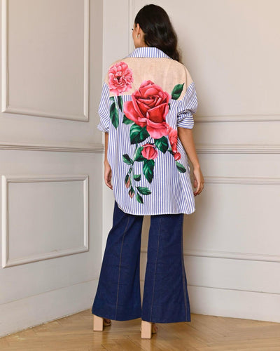 Cheetah Striped Floral Top