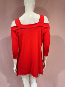 Candy Red Cold Shoulder Top