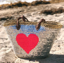 Load image into Gallery viewer, Silver, Hot Pink Heart Moroccan Beach Tote Bag