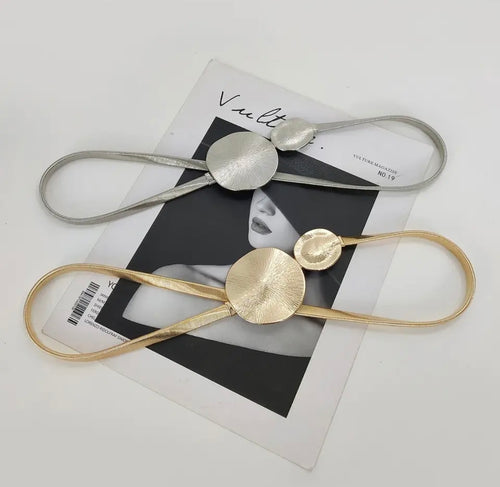 Circle Medallion Gold Elastic Metal Belt