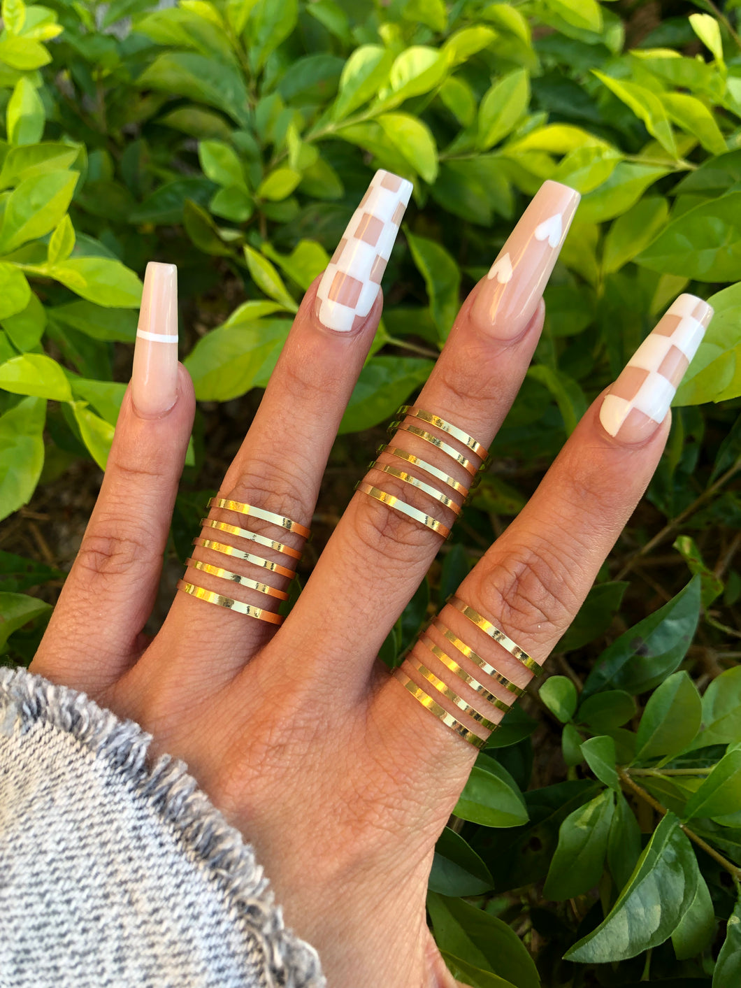 ‘Striped’ Gold Plated Adjustable Ring