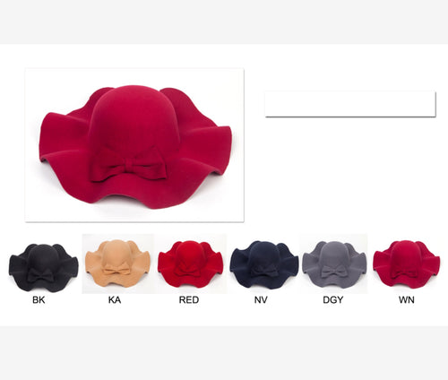 Wavy Felt Wide Brim Fall Hat