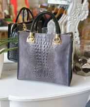 Load image into Gallery viewer, Suede Croc Emboss Italian Leather Handbag
