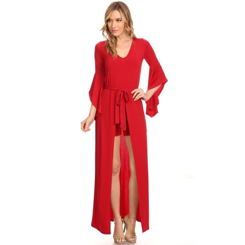 Red High Low Kimono Romper