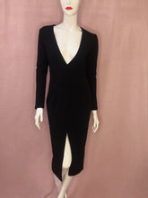 Load image into Gallery viewer, Black Deep V-Neck, Slit Bodycon Dress