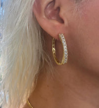 Load image into Gallery viewer, Crystal Gold Plated Hoops
