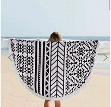Load image into Gallery viewer, Black Round Beach Towel