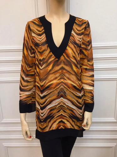 Animal Print Chiffon Tunic Top