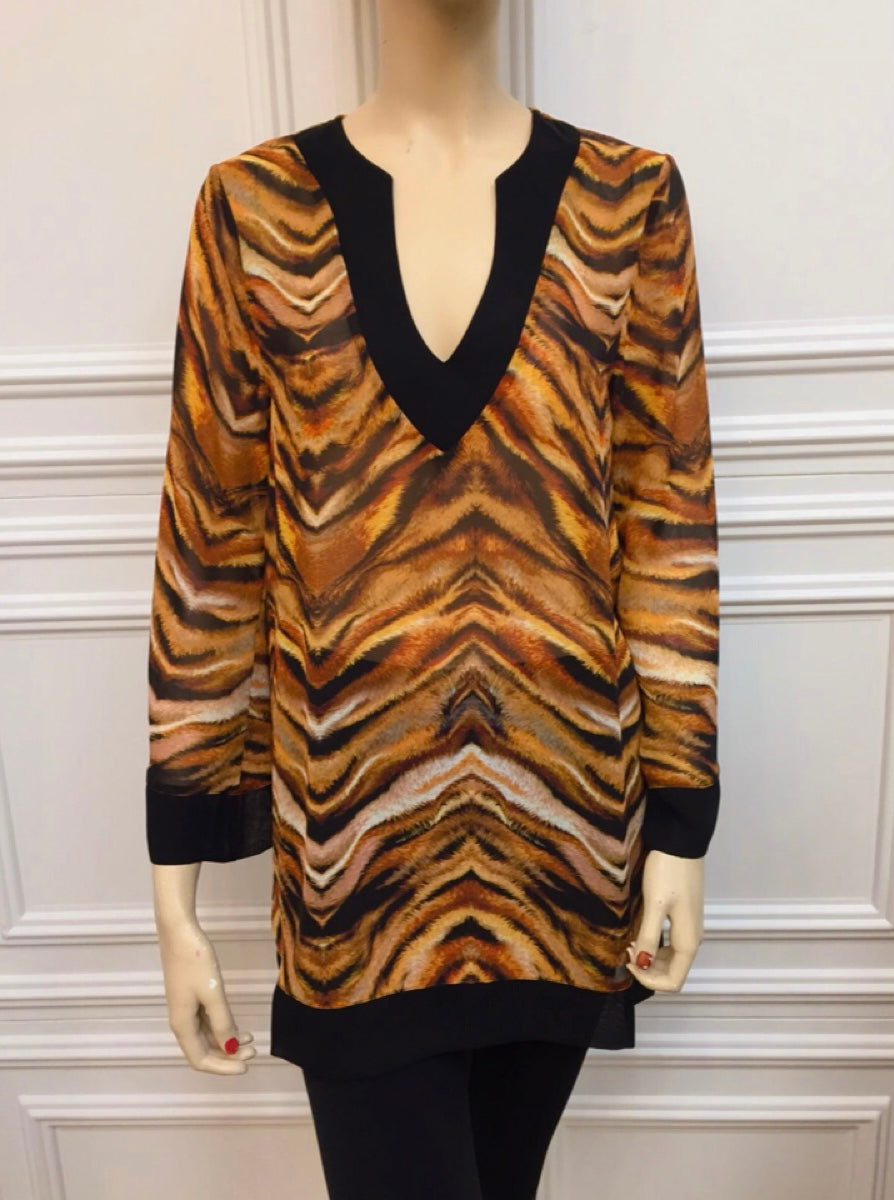 Animal Print Chiffon Tunic Top