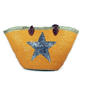 Orange Star Large Sequin Moroccan Beach Tote Bag