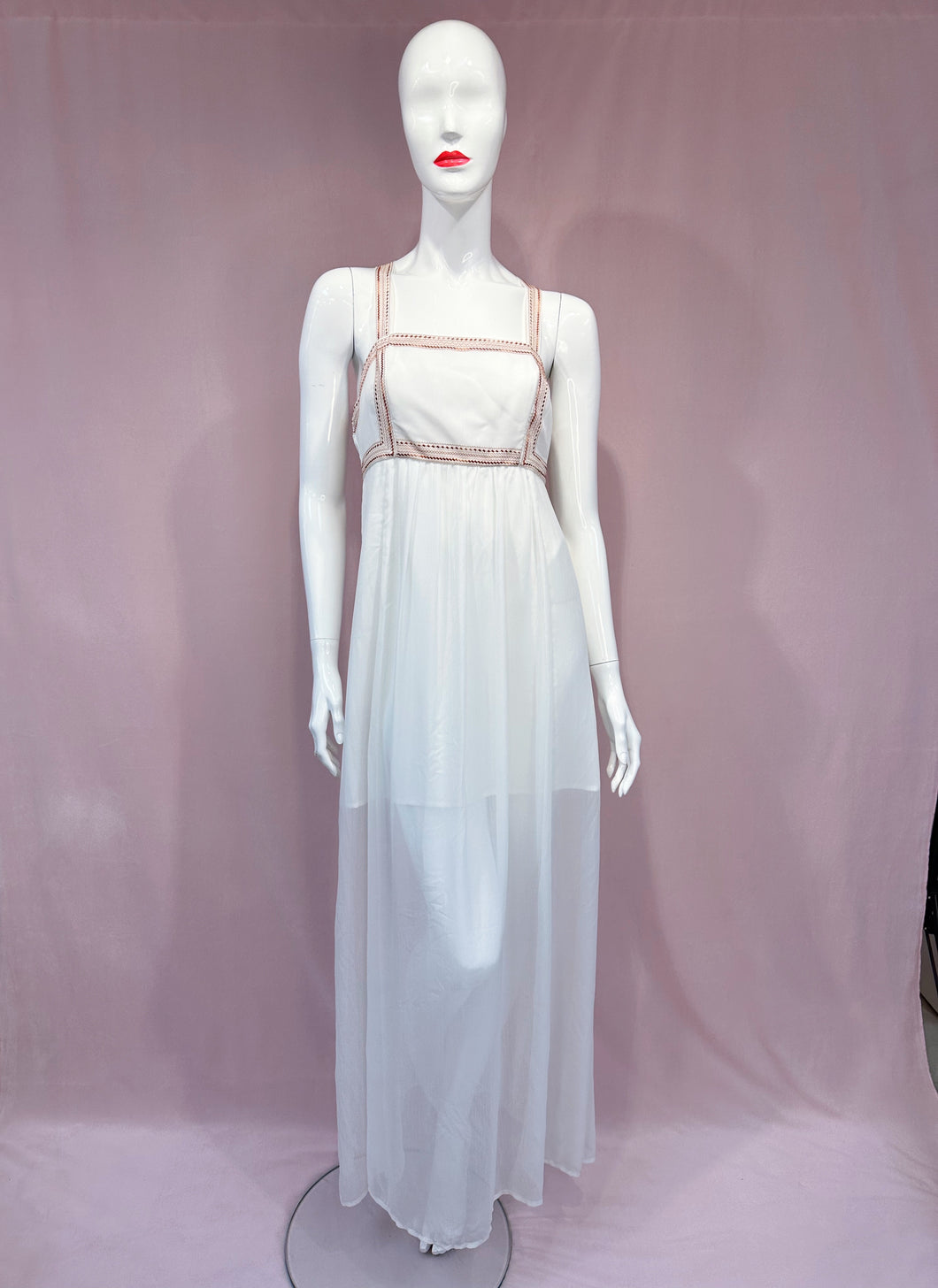 White Bronze Chiffon Dress