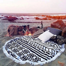 Load image into Gallery viewer, Black Round Beach Towel