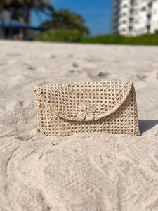 Natural Straw Envelope Flower Clutch