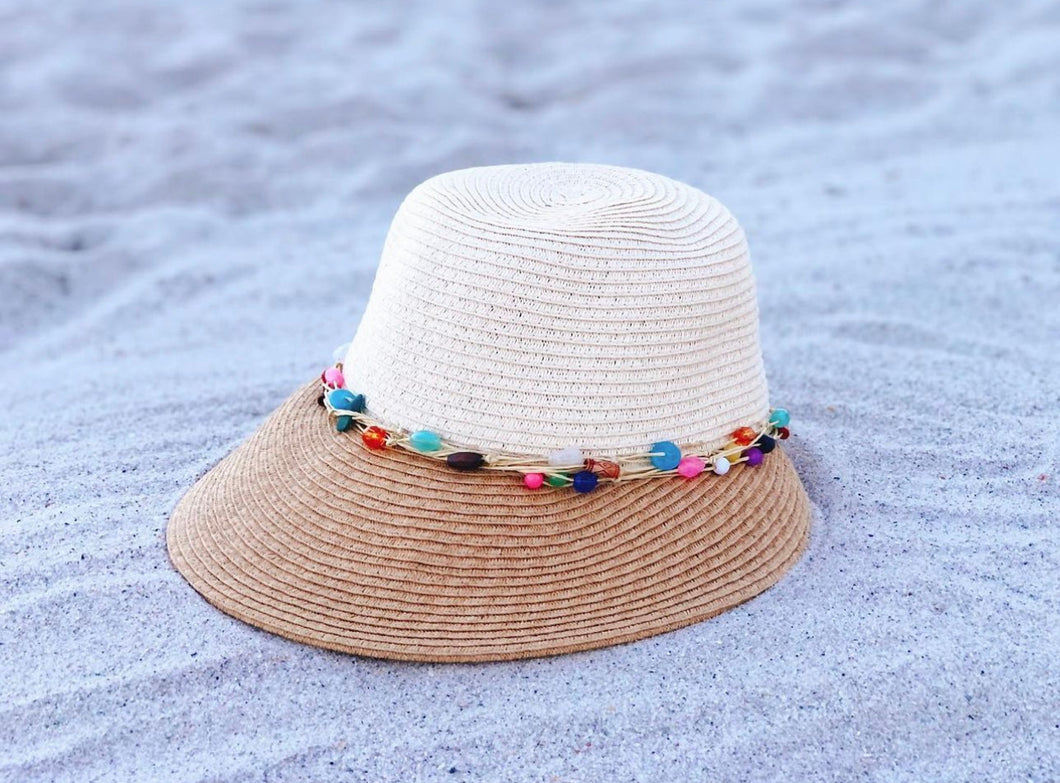 Beaded Two-Tone Visor Hat