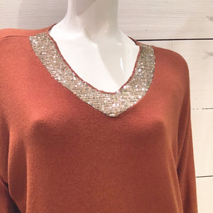 Italian Light Brown Sequin Detail Sweater