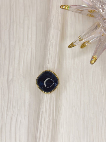 Lapis Lazuli Smooth Round Gold Plated Ring