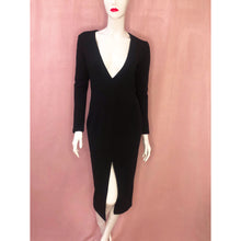 Load image into Gallery viewer, Black Deep V-Neck, Slit Bodycon Dress