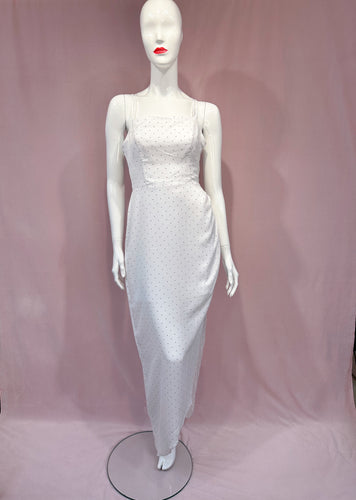 White Polka Dot Side Slit Dress