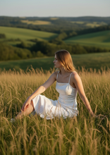 Load image into Gallery viewer, White Polka Dot Side Slit Dress